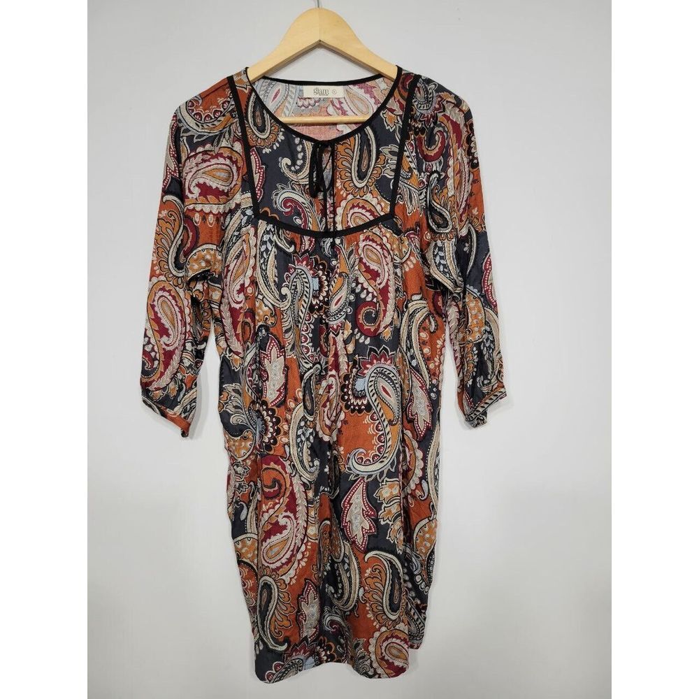 Glam Paisley Boho Tunic Dress Women's Medium